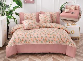Lenjerie Pat Dublu din Finet 6 Piese, cu Elastic, Roz Lalele-P6496