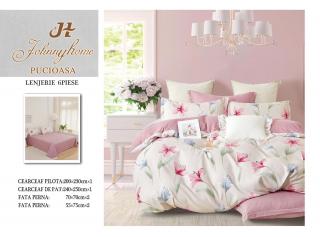 Lenjerie Pat Dublu din Finet, 6 Piese, Floricele-H7656