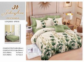 Lenjerie Pat Dublu din Finet, 6 Piese, Frunze-H7691