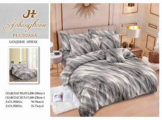Lenjerie Pat Dublu din Finet, 6 Piese, Gri-H7682