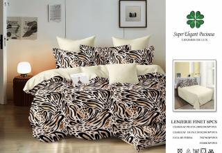 Lenjerie Pat Dublu, Finet, 6 Piese, Animal Print-P7044