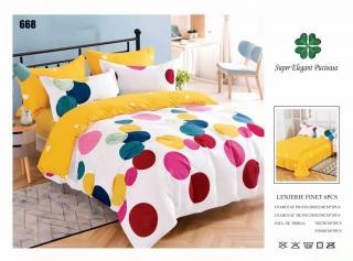Lenjerie Pat Dublu, Finet, 6 Piese, Cercuri Multicolore-P6969