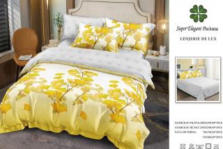 Lenjerie Pat Dublu, Finet, 6 Piese, Gri Alb Galben-P7127