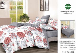 Lenjerie Pat Dublu, Finet, 6 Piese, Gri Stelute-P7049