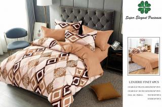 Lenjerie Pat Dublu, Finet, 6 Piese, Maro Abstract-P7121