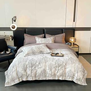 Lenjerie Premium Luxury din Finet, 6 Piese, cu Elastic, Copacei-C7504