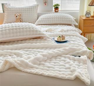 Patura Cocolino Premium 200x230cm + 2 Fete de perna 50x70cm, Alb-P7737