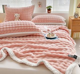 Patura Cocolino Premium 200x230cm + 2 Fete de perna 50x70cm, Corai-P7742