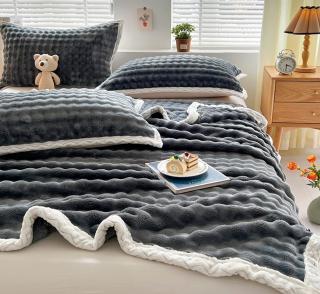 Patura Cocolino Premium 200x230cm + 2 Fete de perna 50x70cm, Gri Inchis-P7738