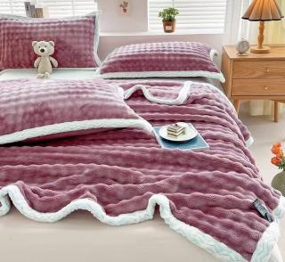 Patura Cocolino Premium 200x230cm + 2 Fete de perna 50x70cm, Roz Inchis-P7740