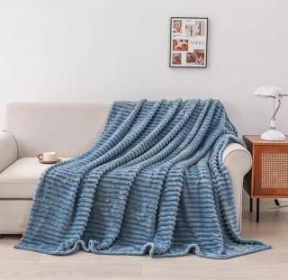 Patura Pufoasa Cocolino Premium, 200x230cm, Model Dungat, Albastru-P7744