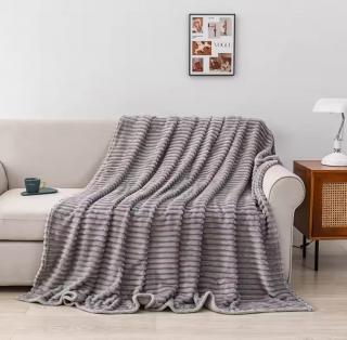 Patura Pufoasa Cocolino Premium, 200x230cm, Model Dungat, Gri Deschis-P7749