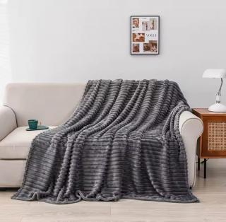 Patura Pufoasa Cocolino Premium, 200x230cm, Model Dungat, Gri Inchis-P7746