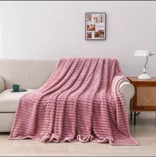 Patura Pufoasa Cocolino Premium, 200x230cm, Model Dungat, Roz-P7747