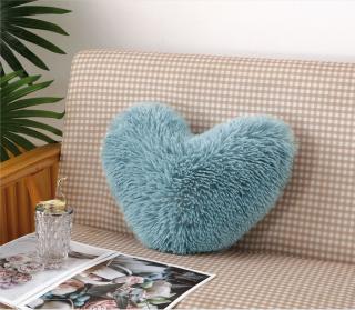 Perna Decorativa Fluffy in Forma de Inima,Bleu