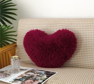 Perna Decorativa Fluffy in Forma de Inima,Grena