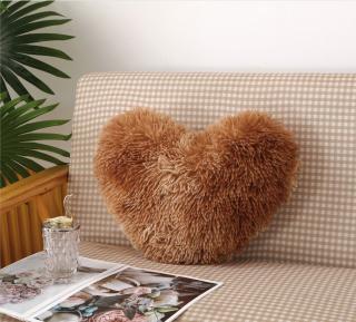 Perna Decorativa Fluffy in Forma de Inima,Maro Deschis