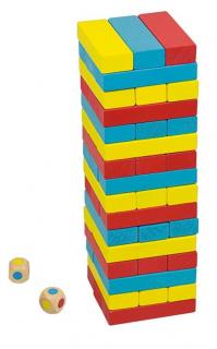 Joc Turnul colorat din lemn cu 48 de piese, Jenga, pentru 2 jucatori