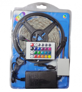 Banda LED cu silicon , cod 5050,Color RGB , cu telecomanda si alimentator, lungime 5 M