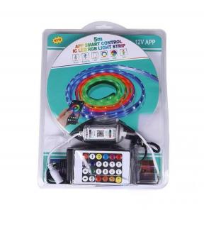 Banda led smart control  5m RGB WFI reactie sonora control vocal si din telecomanda