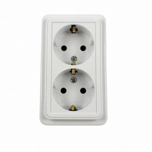 Priza dubla ceramica cu impamantare montaj aplicat