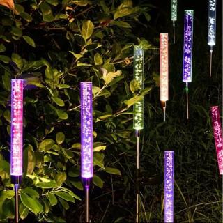 Set 2 Lampi Solare LED Tub cu Bule, RGB Multicolor, Lumina in Culori Alternante, Inaltime 73cm