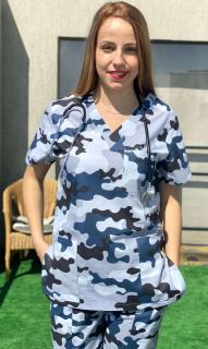 Bluza bumbac Camuflaj bleumarin si gri