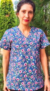 Bluza Bumbac Flori De Mar Fond Bleumarin