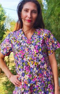 Bluza Bumbac Gradina Cu Flori Mov