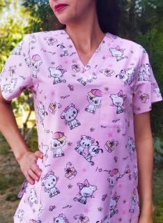 Bluza Bumbac Miau Miau Fond Roz