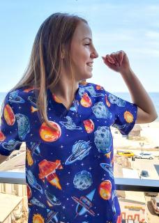 Bluza Bumbac Planete Si Meteoriti Fond Indigo