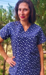 Bluza Bumbac Stelute Fond Bleumarin