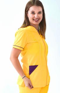 HALAT GALBEN CU FERMOAR SI TRIUNGHI VIOLET