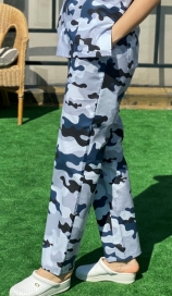 Pantalon bumbac Camuflaj bleumarin si gri