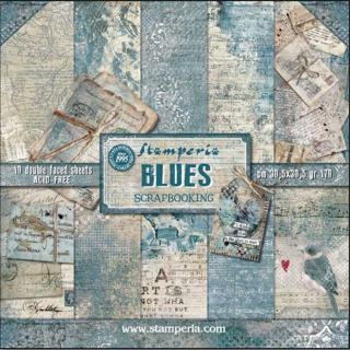 Bloc hartie scrapbooking 10 coli - Blues