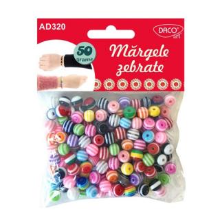 Margele din plastic cu dungi - Margele zebrate - AD320