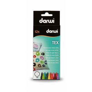 Marker pentru textile DARWI TEX - set 12 culori