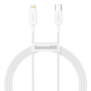 Cablu Incarcare si Transfer de Date Baseus Superior PD, USB Type-C la Lightning, 1m, 20W, 480Mbps, Alb