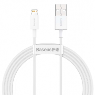 Cablu Incarcare si Transfer de Date Baseus Superior, USB la Lightning, 1.5 m, 2.4 A, 20W, 480Mbps, Alb