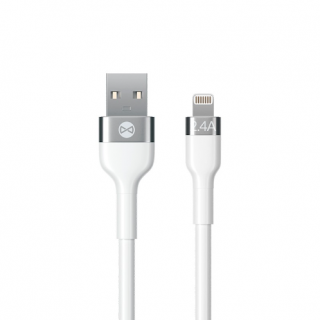 Cablu incarcare si transfer de date Forever Flexible, USB la Lightning, 1.0 m, 2.4A, alb