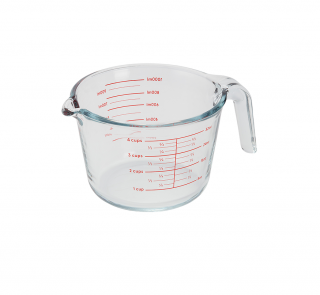Cana gradata Judge Kitchen, sticla borosilicata, 1 l, transparent rosu