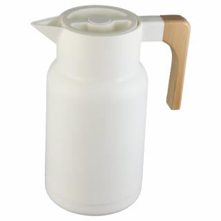 Cana termos Excellent Houseware, plastic lemn, 1 l, alb