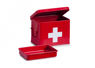 Cutie pentru medicamente Zeller, metal, 21.5x16x16 cm, rosu