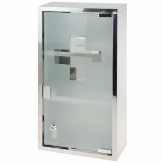 Dulap depozitare medicamente Bathroom Solutions, otel inoxidabil sticla, 25x12x48 cm, argintiu