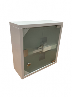 Dulap depozitare medicamente Bathroom Solutions, otel inoxidabil sticla, 30x12x30 cm, alb