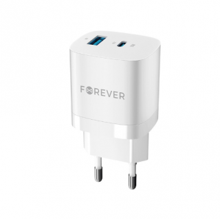 Incarcator retea Forever TC-05 GaN PD QC, fast charger, USB-C si USB, 33 W,alb