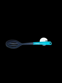 Lingura perforata Koopman International, plastic, 31 cm, albastru