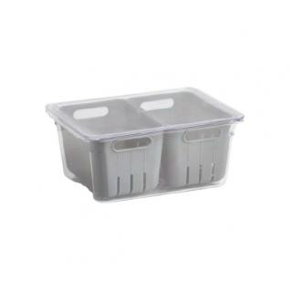 Organizator frigider dublu Zeller, plastic, 22.5x17.5x10 cm, gri