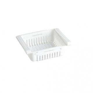 Organizator frigider extensibil Zeller, plastic, 20.5-28.5x16.5x7.5cm, alb