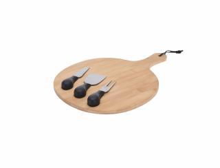 Platou servire branzeturi Excellent Houseware, bambus, 25 cm, maro negru